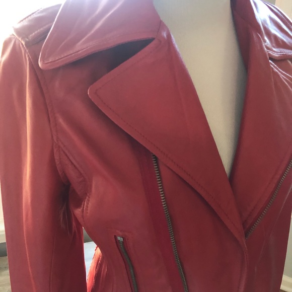 Red True Religion Lamb Leather Jacket size XS - Picture 6 of 16